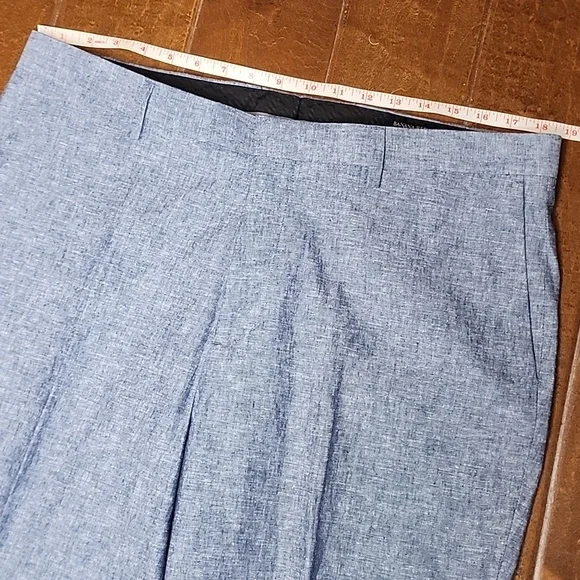 Banana Republic Mens Linen Blend Classic Fit  Blue White Trousers  Size 35 30 - Picture 11 of 11